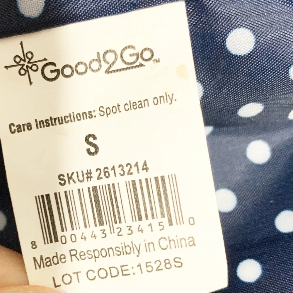 Good2Go Petco Reversible Dog Raincoat Hood Waterproof Leash Hole Polka Dot🟡🔵⚪️